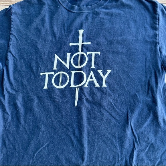 NOT TODAY Game of Thrones Navy Blue Shirt Unisex Large Gildan GOT T-Shirt Tee - Picture 6 of 11
